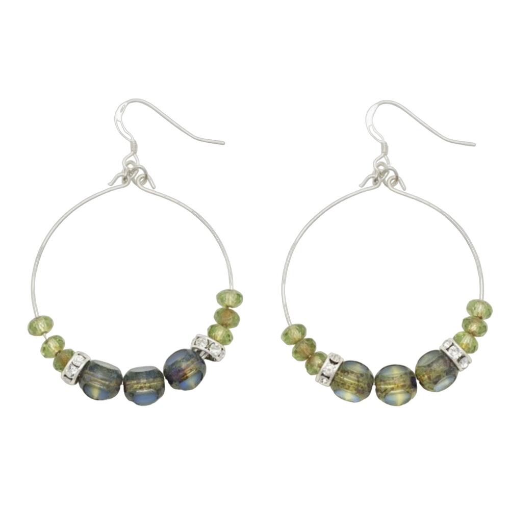 Alex and Ani (+) Energy EDEN Hoop Earrings - Rare - Lichen Silver Tone - $38